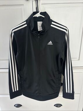 adidas Black Jacket with White Three-Stripes